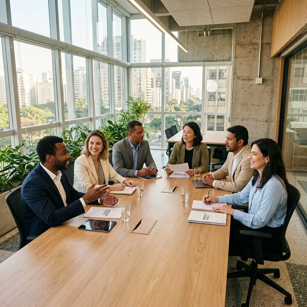 Equipe Ubots em reunião de planejamento comercial